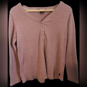 Wind River Waffle Knit Purple Long Sleeve Henley Top